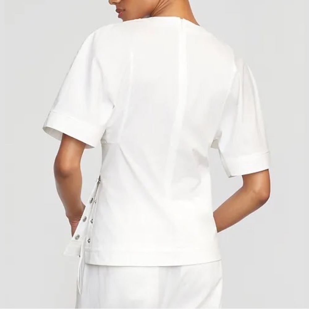 Modern Citizen “Chiyo” Side Button Short Sleeve Zip-Back Blouse Top White XS EUC - Picture 16 of 16